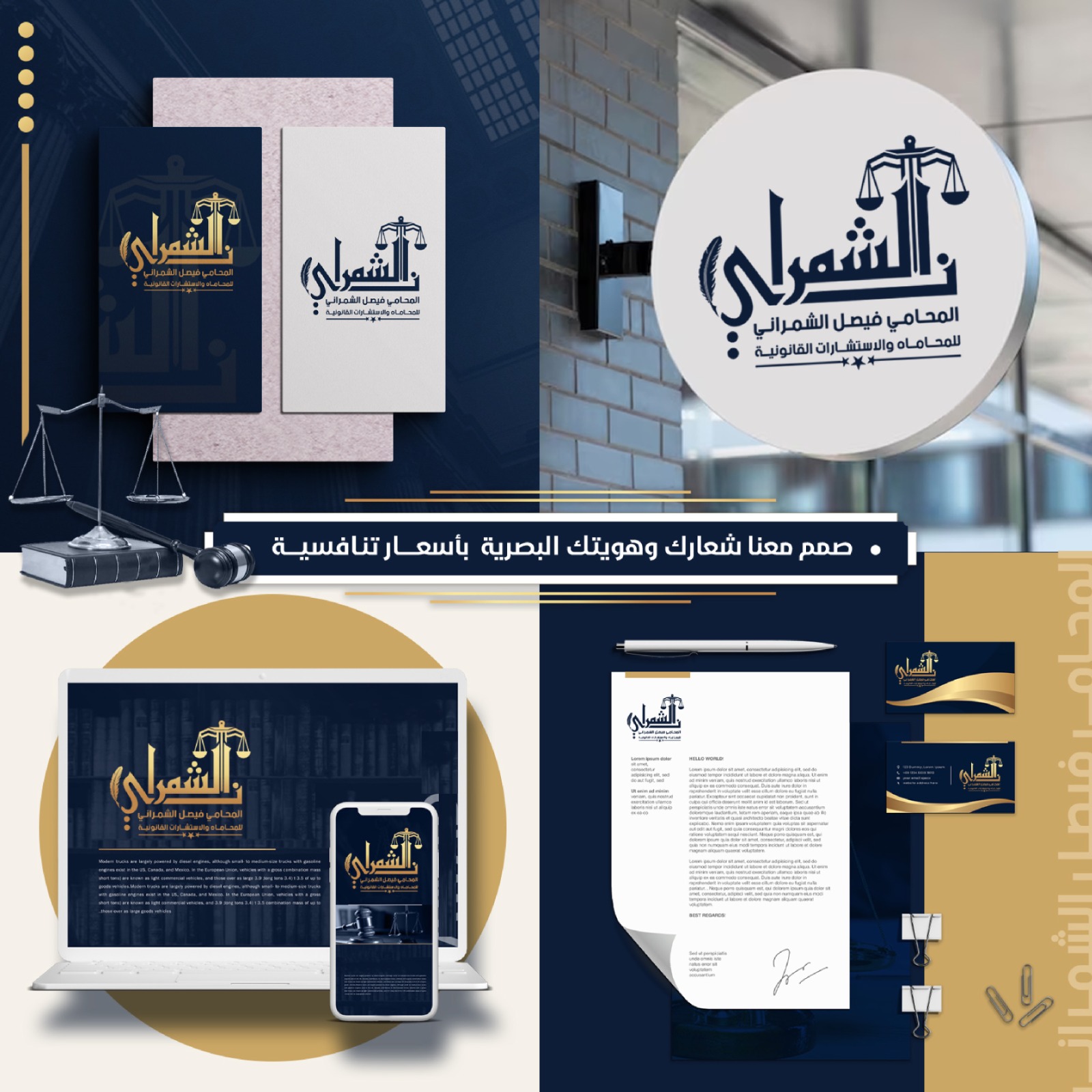 Visual identity and models of the logo of the lawyer “Faisal Al-Shamrani”